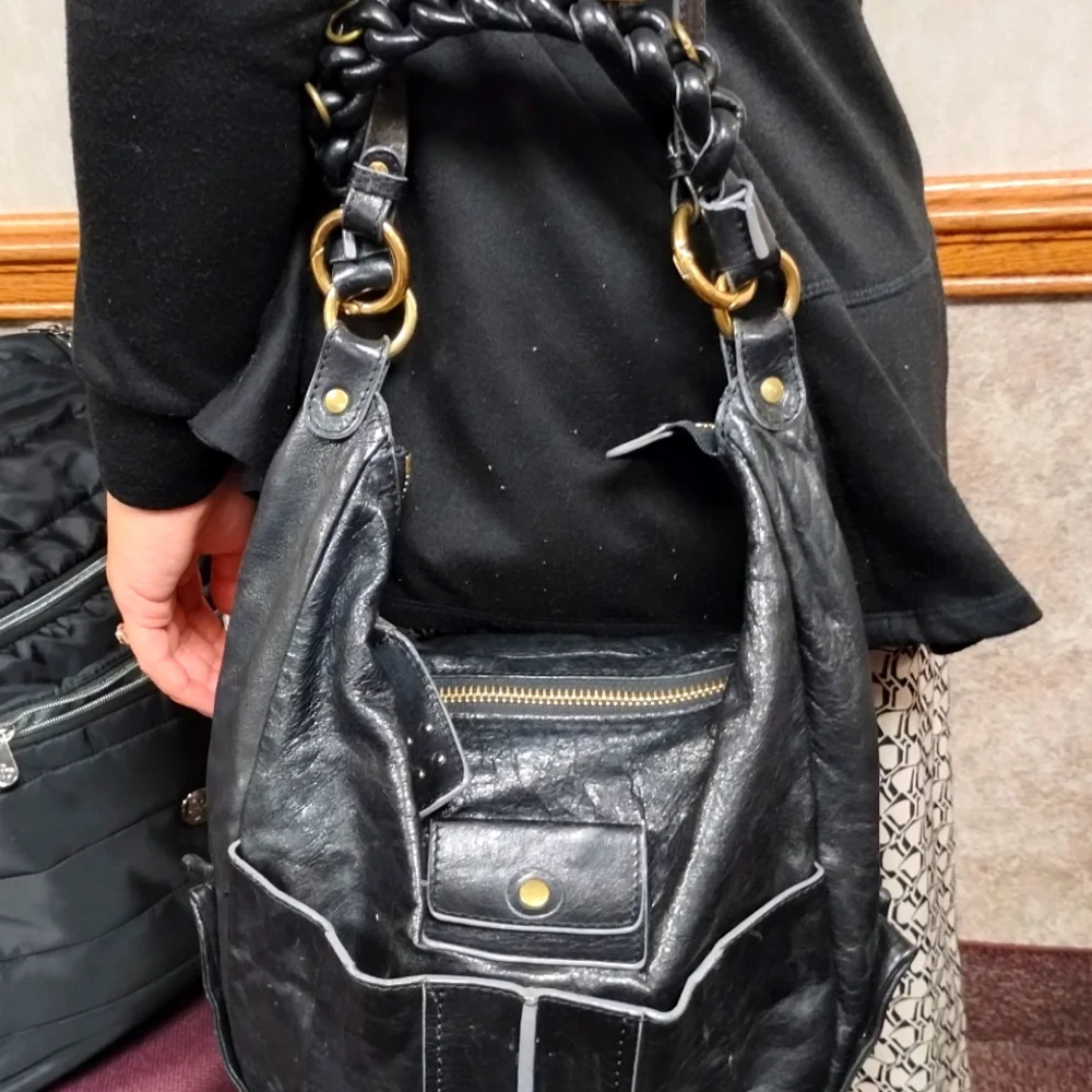 CHLOE Black Leather Braided Strap Heloise Hobo Bag Purse - Picture 8 of 13